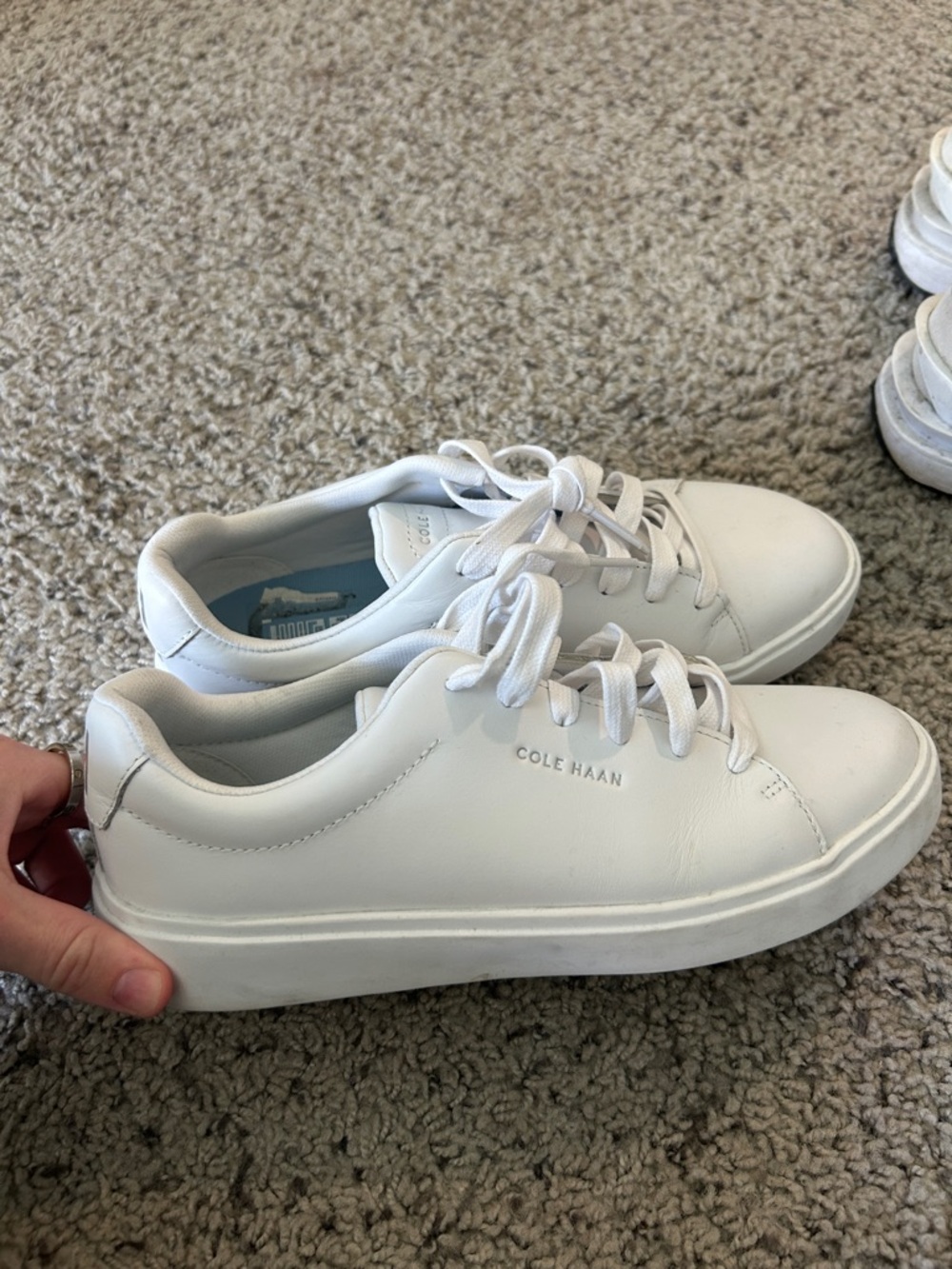 Cole Haan White Leather Lace-Up Sneakers